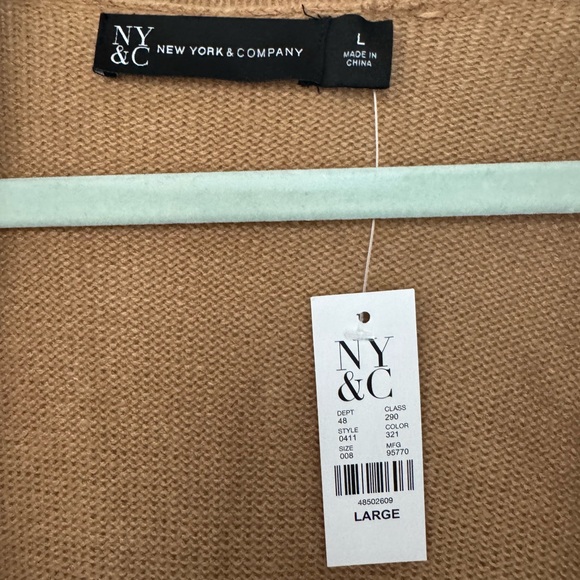 New York & Company Black & Tan Duster Cardigan / Size Large NWT - Picture 7 of 7